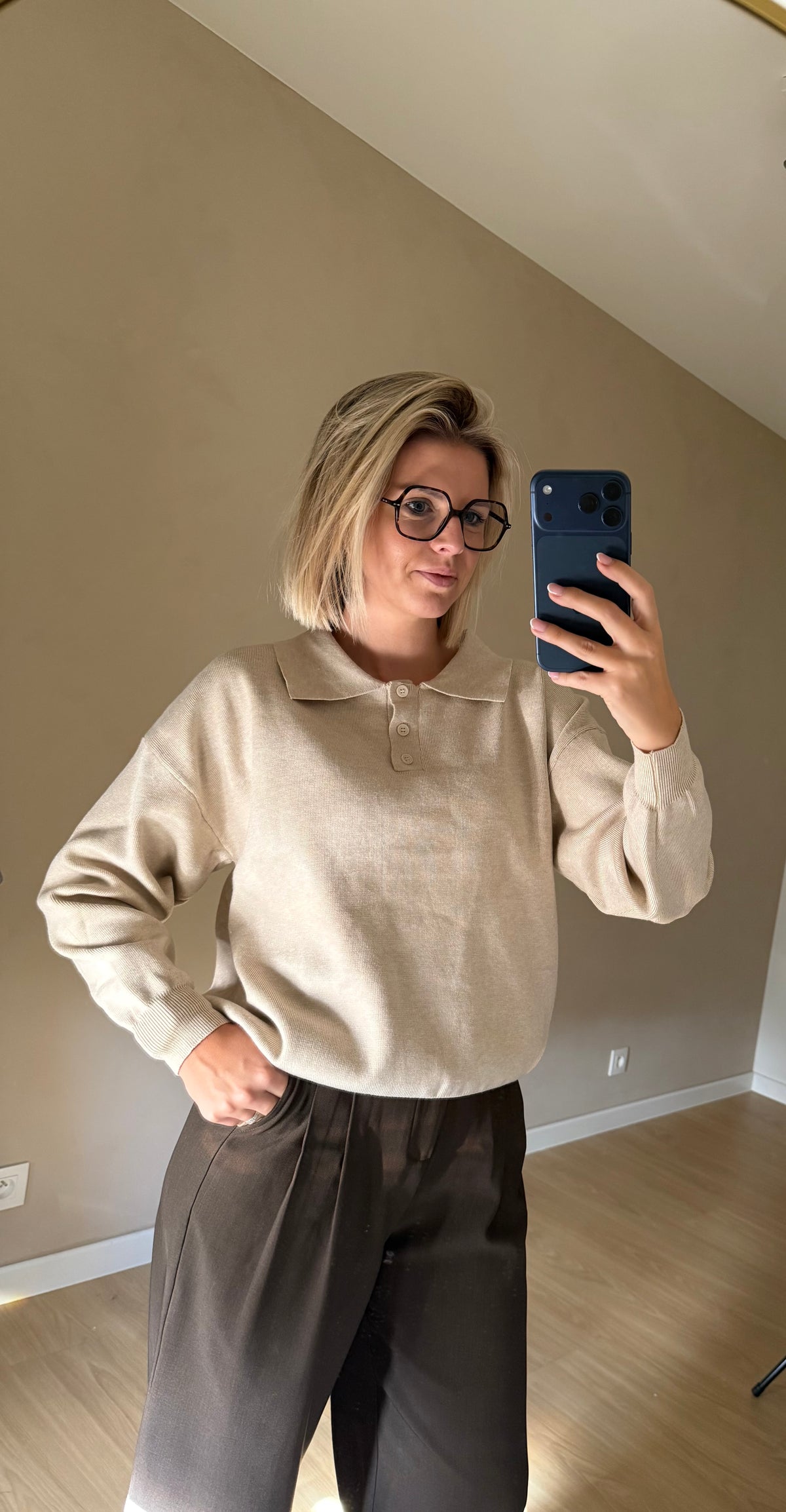 Noa polo trui - beige
