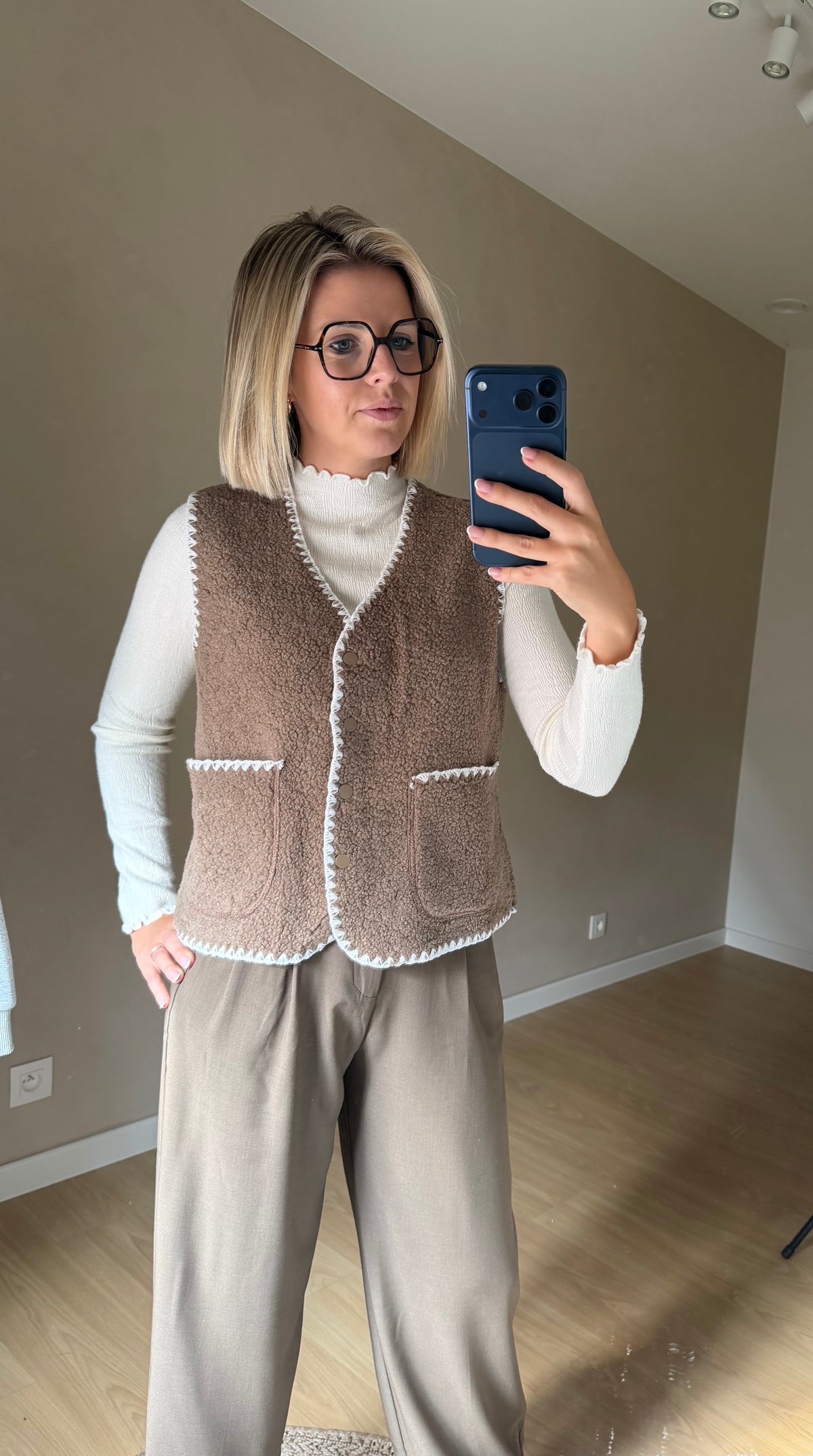 Julia teddy gilet - bruin