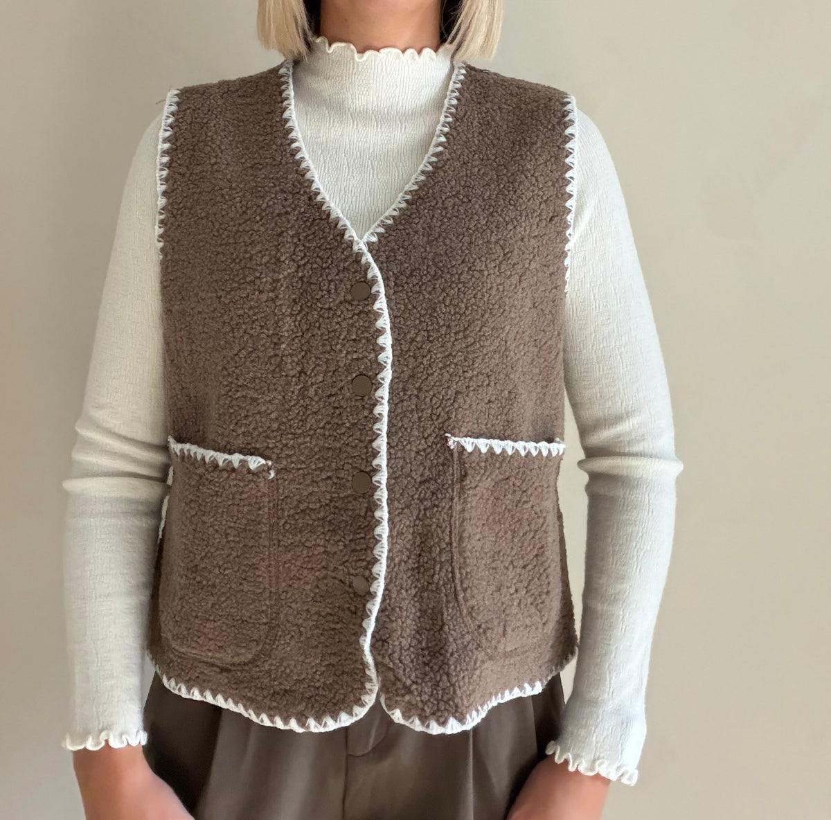 Julia teddy gilet - bruin