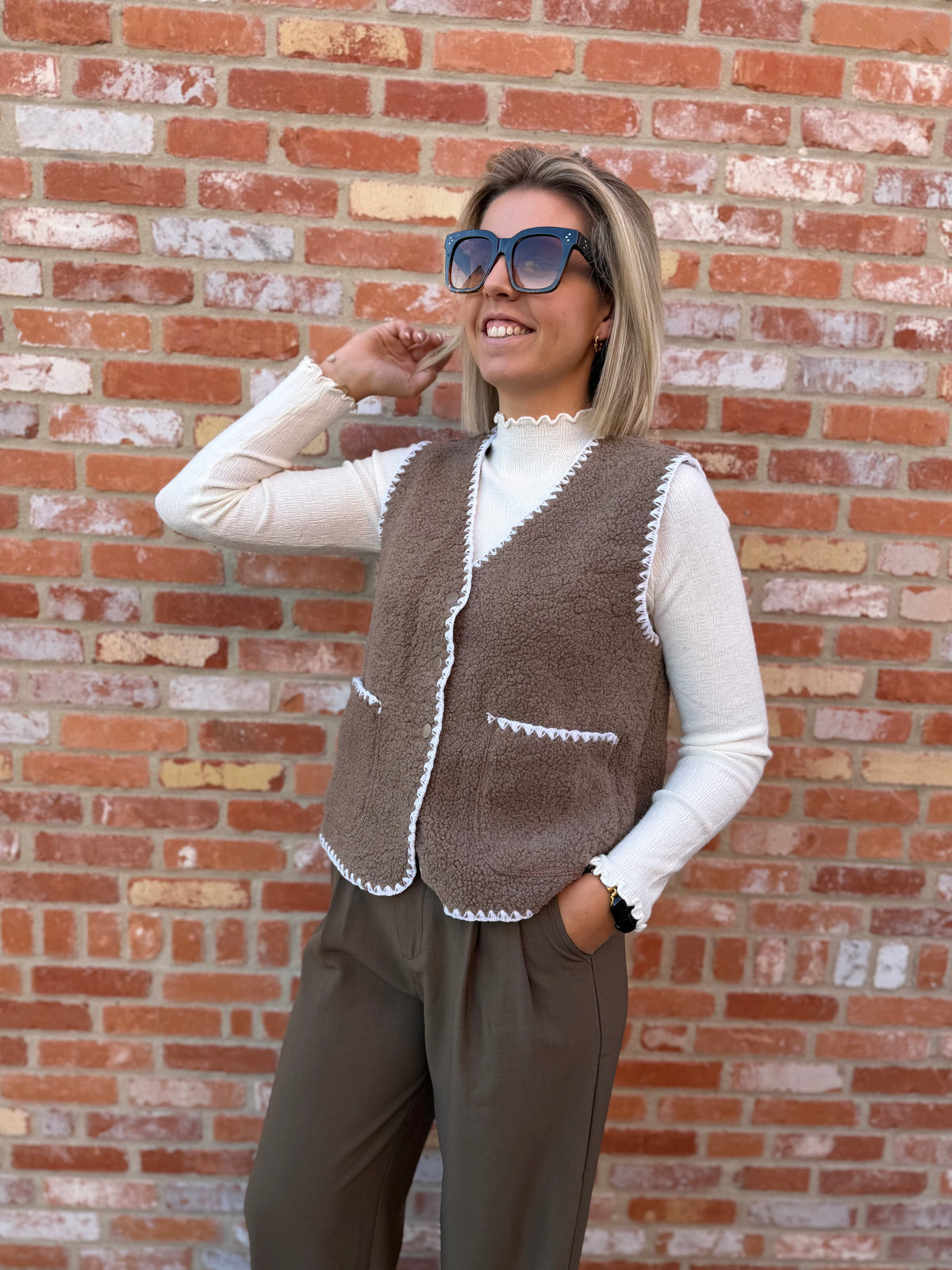 Julia teddy gilet - bruin