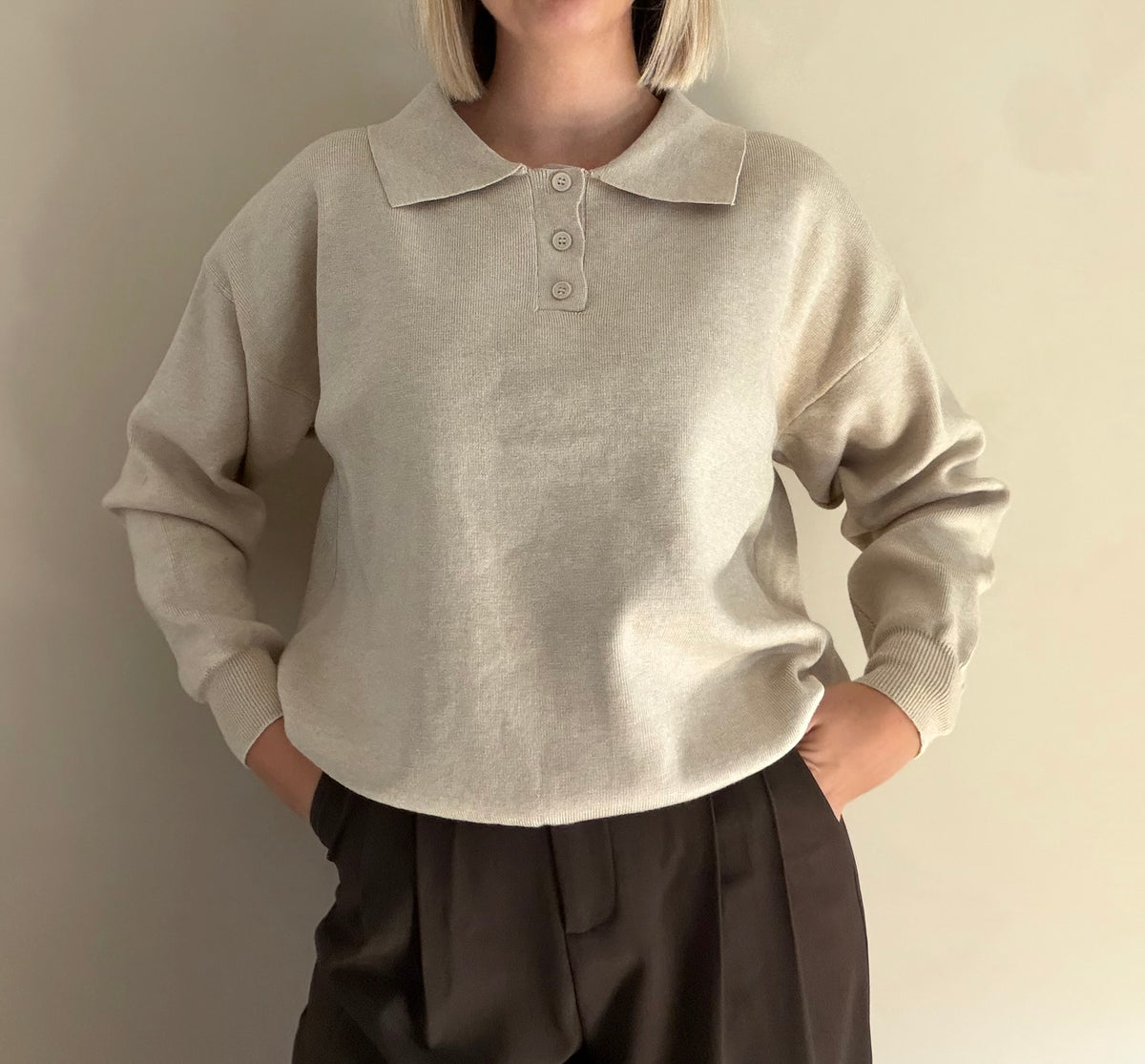 Noa polo trui - beige