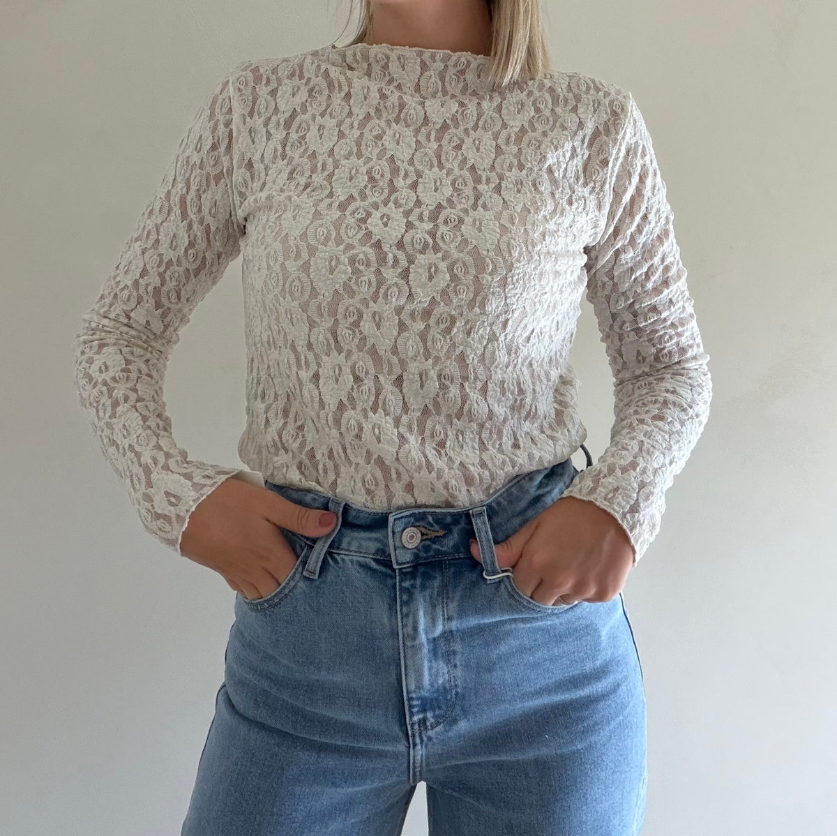 Marie kanten longsleeve - crème