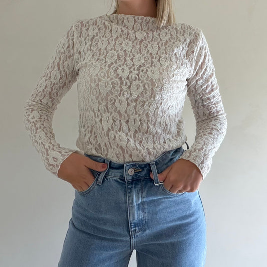 Marie kanten longsleeve - crème