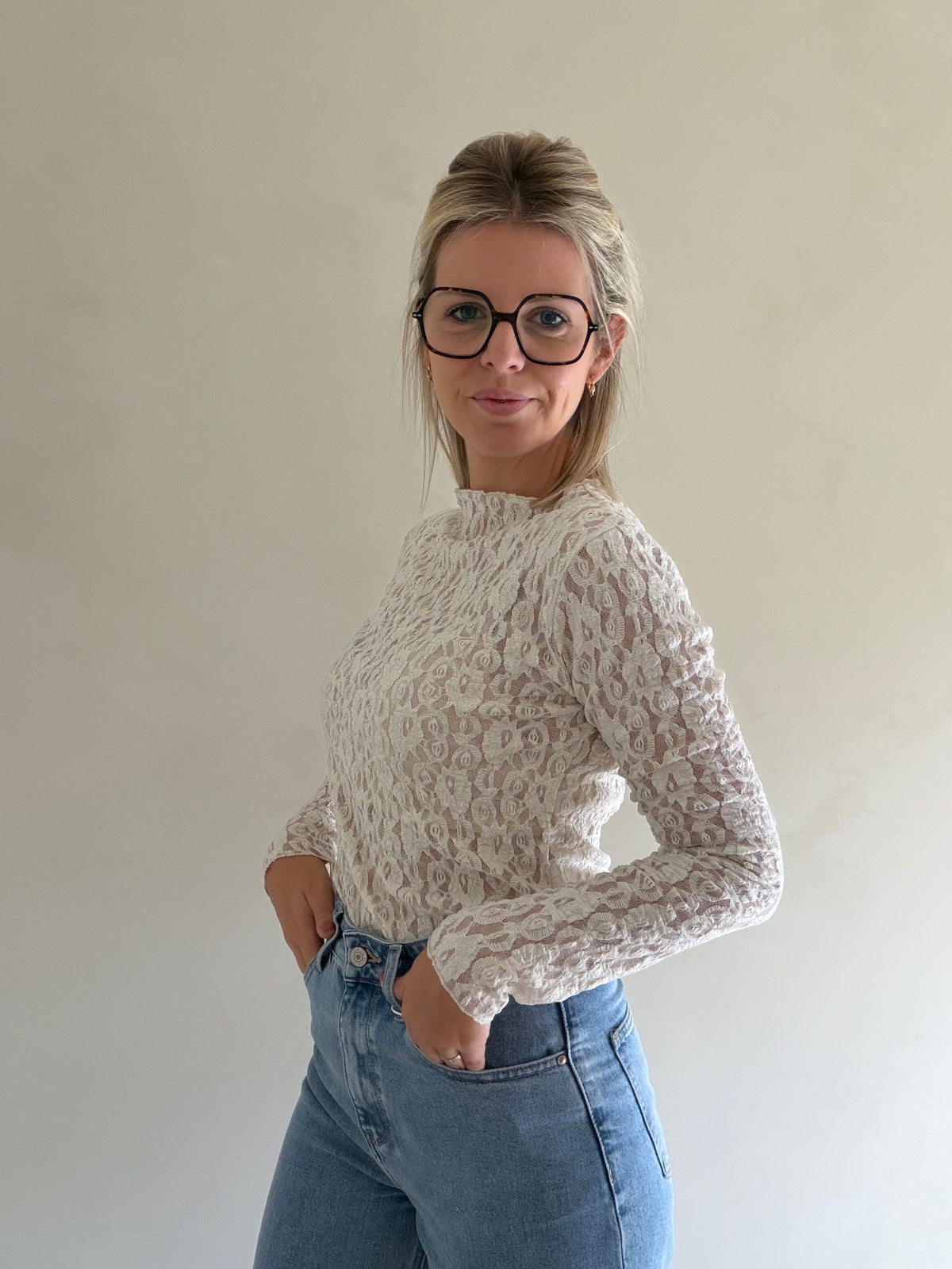 Marie kanten longsleeve - crème