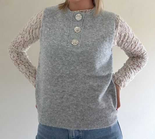 Lucy mouwloze knit - grijs